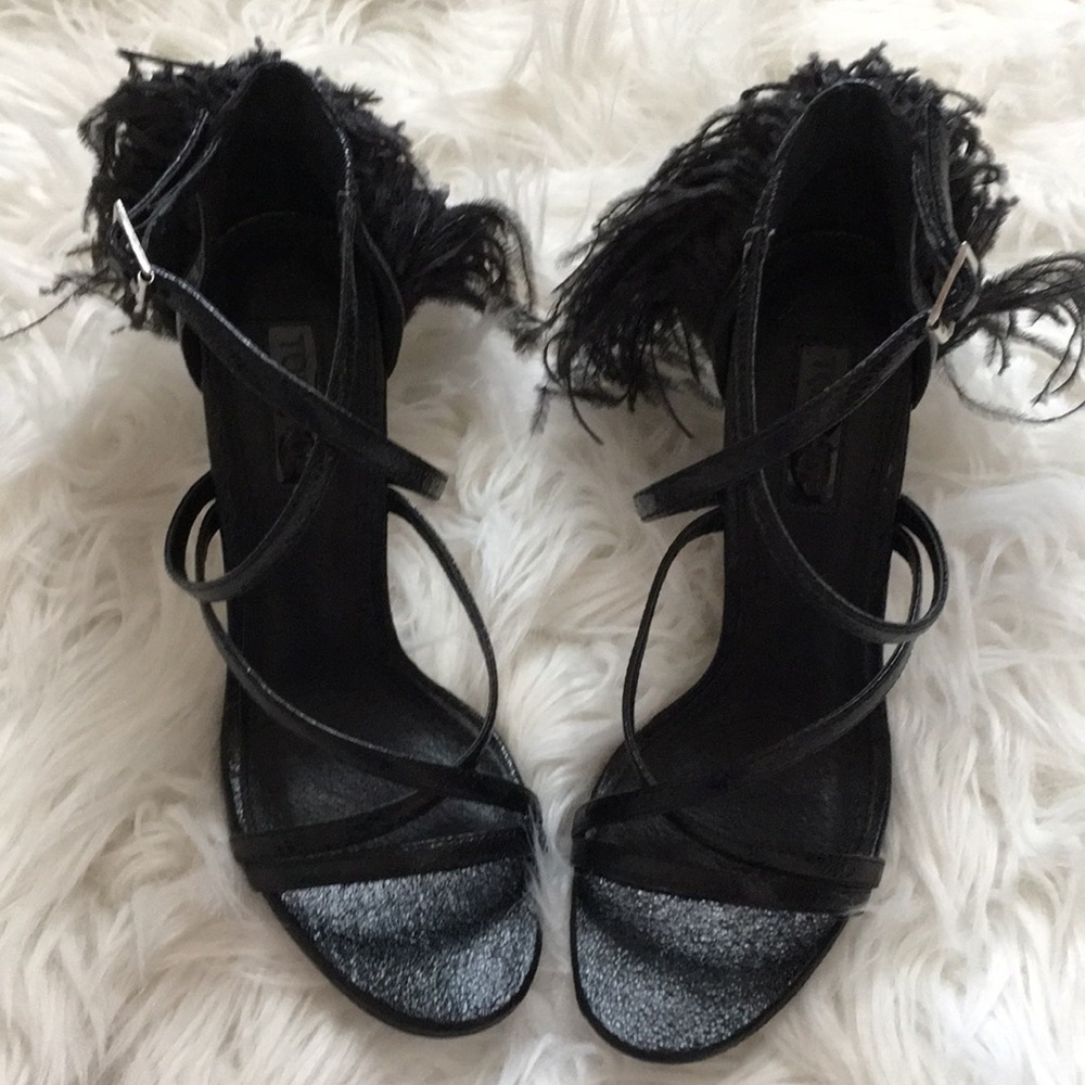 Topshop Black Heels Ostrich Feathers